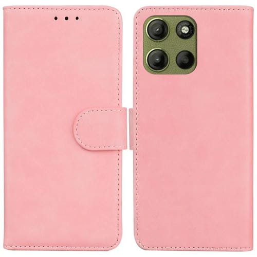 Funda de Cuero con Tapa para Motorola Moto G15 (Rosa) Tacto Sedoso