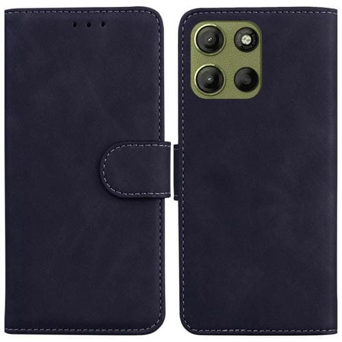 Funda de Cuero con Tapa para Motorola Moto G15 (Negro) Tacto Suave
