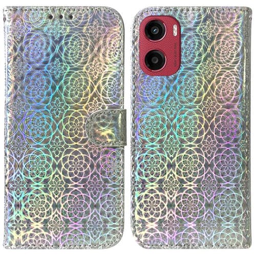 Funda de Cuero con Hebilla Magnética para Motorola Moto G05/E15 (Plateada)