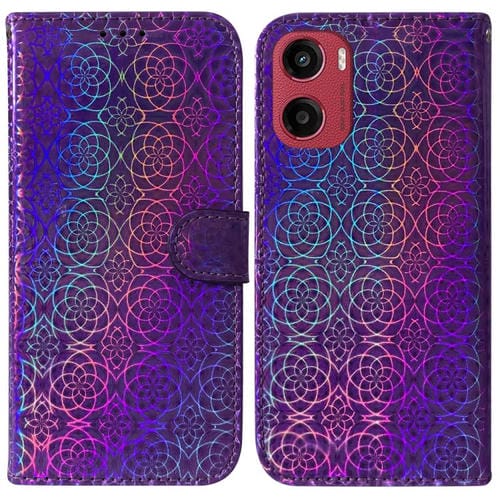 Funda de Cuero con Hebilla Magnética para Motorola Moto G05/E15 (Morado)