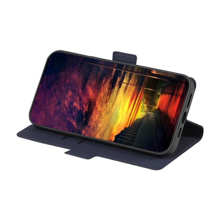 Funda de Cuero para Huawei Enjoy 60 Pro y Nova 11I con Textura de Sarga y Botones Laterales (Azul)