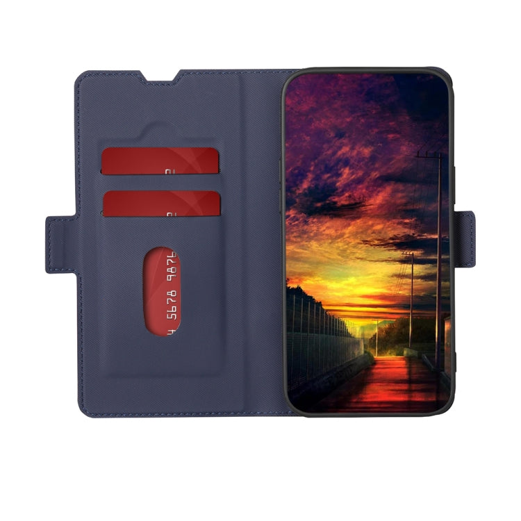 Funda de Cuero para Huawei Enjoy 60 Pro y Nova 11I con Textura de Sarga y Botones Laterales (Azul)