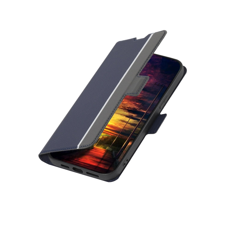 Funda de Cuero para Huawei Enjoy 60 Pro y Nova 11I con Textura de Sarga y Botones Laterales (Azul)