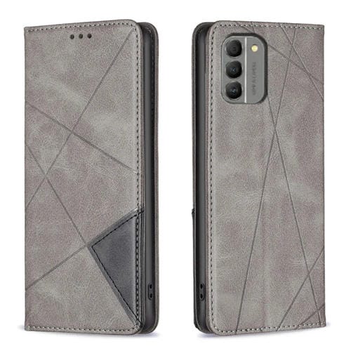 Funda para Nokia G310 Rhombus Texture Caja de Teléfono de Cuero Magnético (Gris)