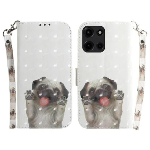 Funda de Cuero con Tapa en Color 3D para Motorola Moto G 5G (2025) (Pug)