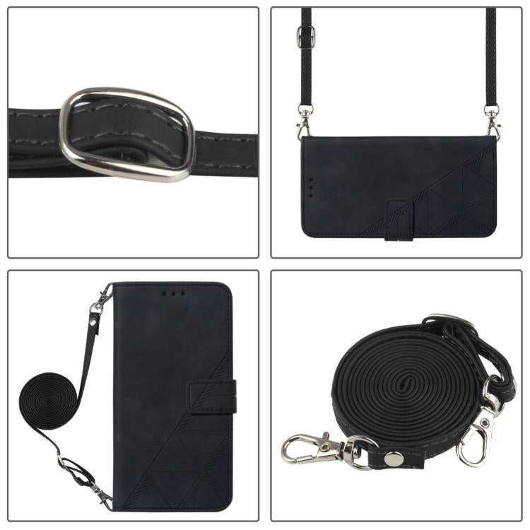 Funda de Cuero con Tapa y Relieve 3D para Teléfono Infinix Hot 9 Pro/9 Crossbody (Negro)