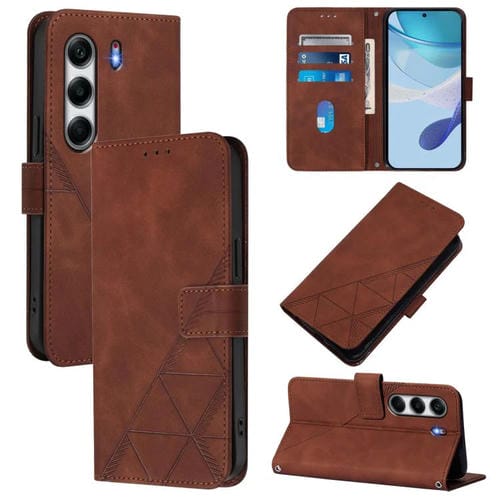 Funda de Cuero con Relieve 3D para Tecno Camon 40 4G (Marrón)