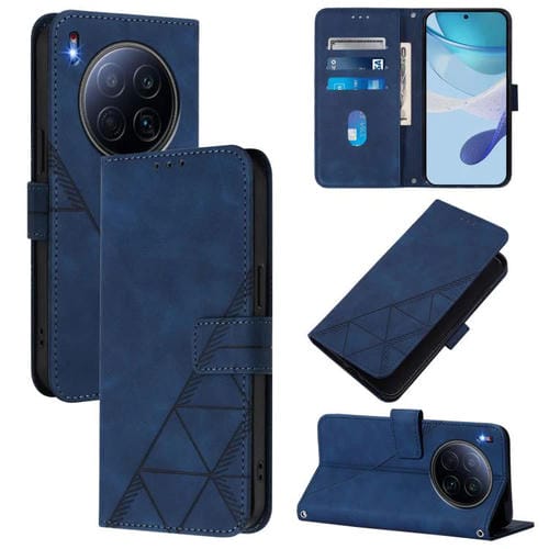 Funda de cuero con tapa y relieve 3D para Tecno Camon 40 Premier (azul)