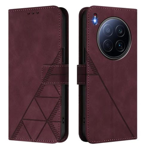 Funda de cuero con relieve 3D para Tecno Camon 40 Premier (rojo vino)