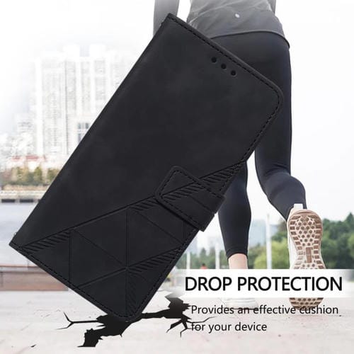 Funda de cuero con relieve 3D para Tecno Pop 10 (negra)