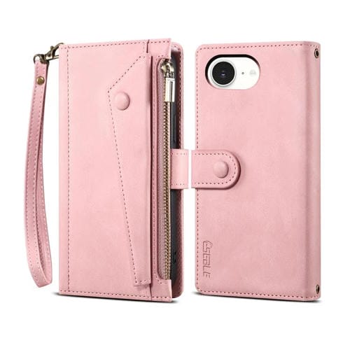 Estuche de Cuero Eseble para iPhone 16E con Tapa Rfid Esmerilado Retro (Oro Rosa)