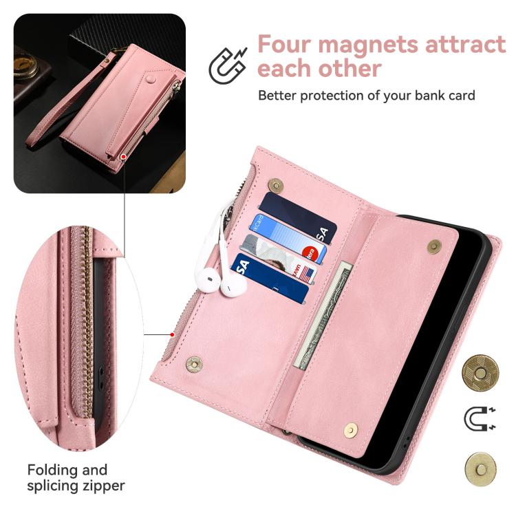Estuche de Cuero Eseble para iPhone 16E con Tapa Rfid Esmerilado Retro (Oro Rosa)