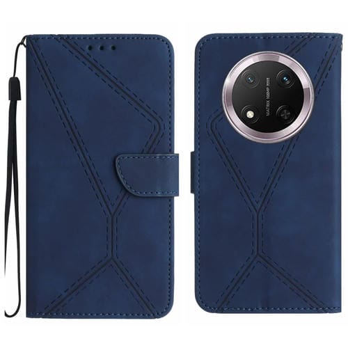 Funda de Cuero con Relieve y Costuras para Teléfono Honor X9C (Azul)