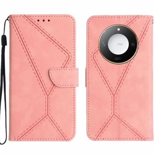 Funda de Cuero con Relieve y Costura Inteligente para Honor X9C (Rosa)