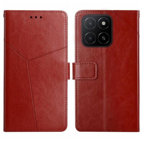 Funda de Cuero con Tapa y Patrón en Forma de Y para Honor X8C 4G (Marrón)