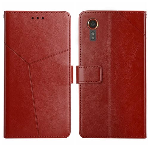 Funda para Teléfono Samsung Galaxy Xcover 7 5G de Cuero con Tapa y Patrón (Marrón)