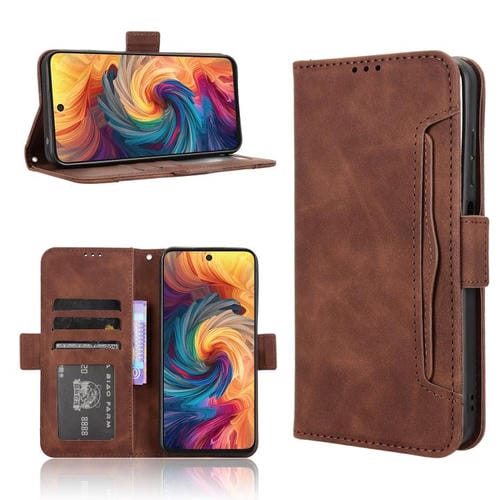 Funda de Piel con Textura de Becerro y Ranuras para Tarjetas para ZTE Blade V70 4G (Marrón)