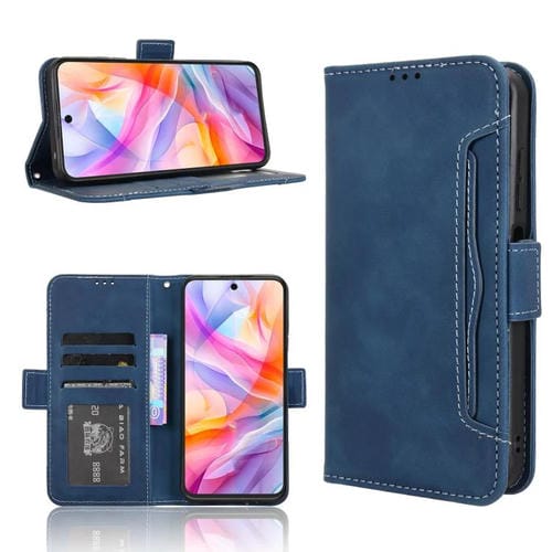 Funda de Piel Textura Becerro con Ranuras para Tarjetas para ZTE Blade V70 4G (Azul)