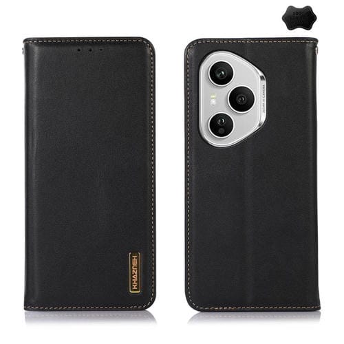 Funda para Honor 400 Pro Global de 160,8 mm con capa superior de piel de vacuno KHAZNEH Nappa (negra)