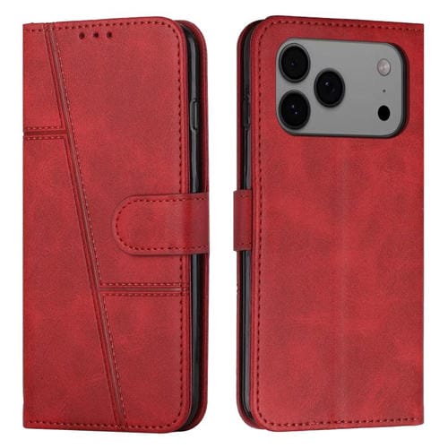 Funda de piel con hebilla y textura de becerro para iPhone 17 Pro Max (roja)