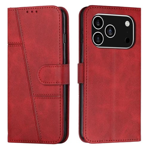 Funda de piel con hebilla y textura de becerro para iPhone 17 Pro (roja)
