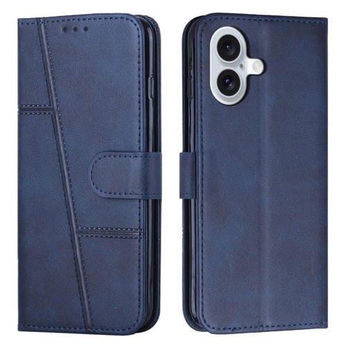 Funda de piel con hebilla y textura de becerro para iPhone 17 (azul)