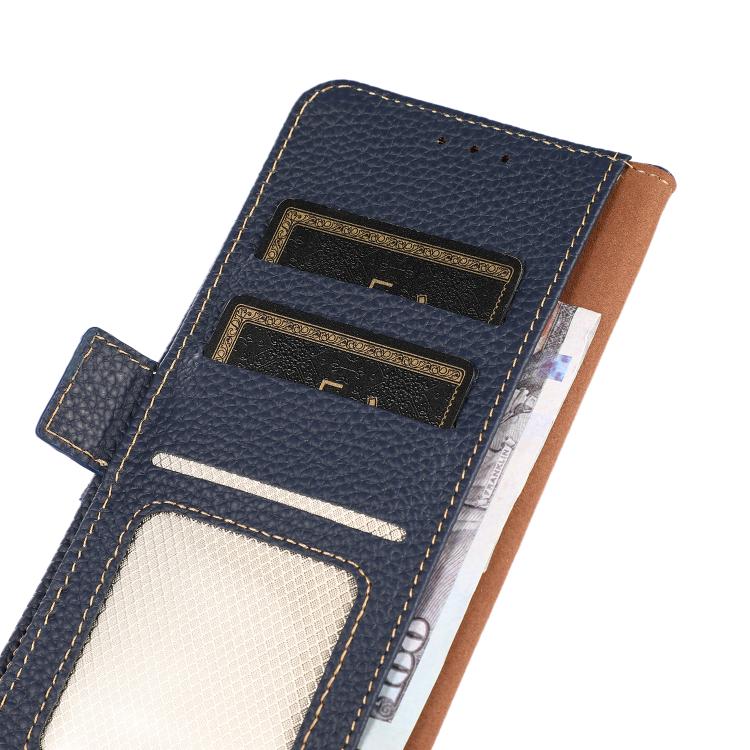 Funda para Teléfono Khazneh con Imán Lateral Rfid de Cuero Genuino para OnePlus Ace 5 Pro / Ace 5 / 13R (Azul)