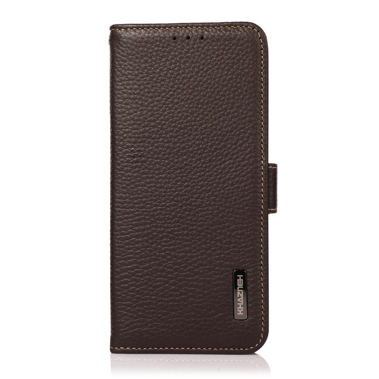 Funda para Teléfono OnePlus Ace 5 Pro Ace 5 13R Khazneh Cuero Genuino con Imán Lateral y Rfid (Marrón)