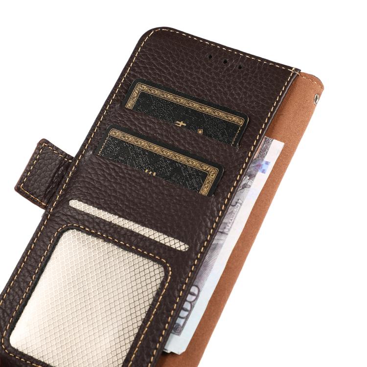 Funda para Teléfono OnePlus Ace 5 Pro Ace 5 13R Khazneh Cuero Genuino con Imán Lateral y Rfid (Marrón)