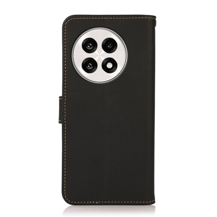 Funda de Cuero Genuino Khazneh Custer con Protección RFID para OnePlus Ace 5 Pro / Ace 5 / 13R (Negro)