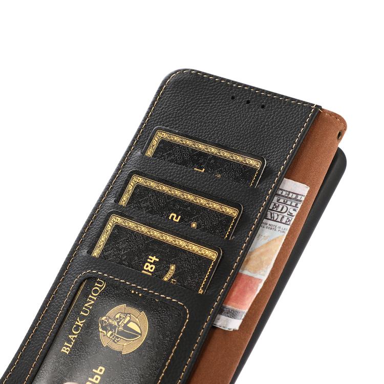 Funda de Cuero Genuino Khazneh Custer con Protección RFID para OnePlus Ace 5 Pro / Ace 5 / 13R (Negro)