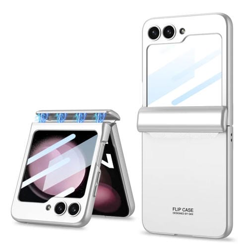 Estuche para Teléfono Samsung Galaxy Z Flip5 Gkk Cobertura Completa Magnética (Plata)