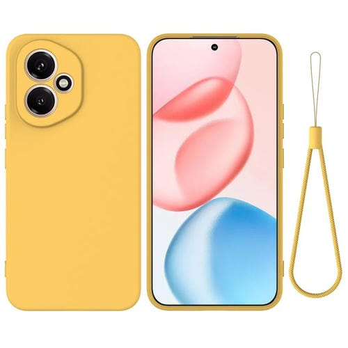 Funda de silicona líquida para Honor 400 Global de 156,5 mm, color sólido, anticaídas y cobertura total (amarilla)