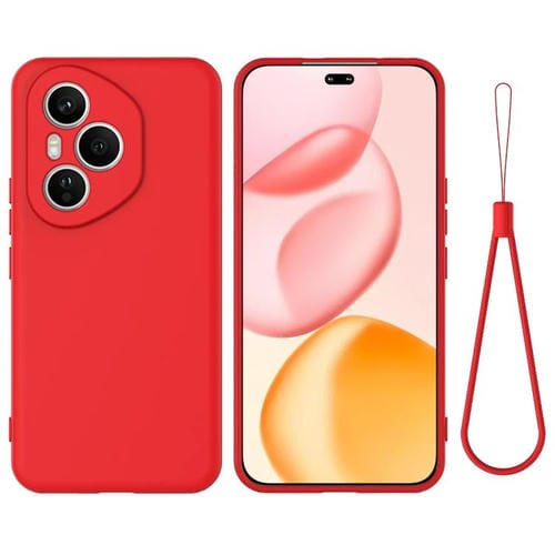Funda de silicona líquida para Honor 400 Pro Global de 160,8 mm, color sólido, anticaídas y cobertura total (roja)