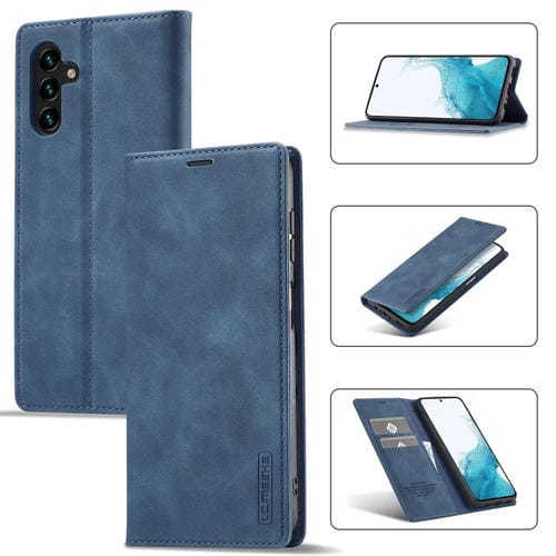 Funda para Teléfono Samsung Galaxy A15 5G y 15 4G Lc.Imeeke Cuero Microfibra Magnetismo Fuerte (Azul)