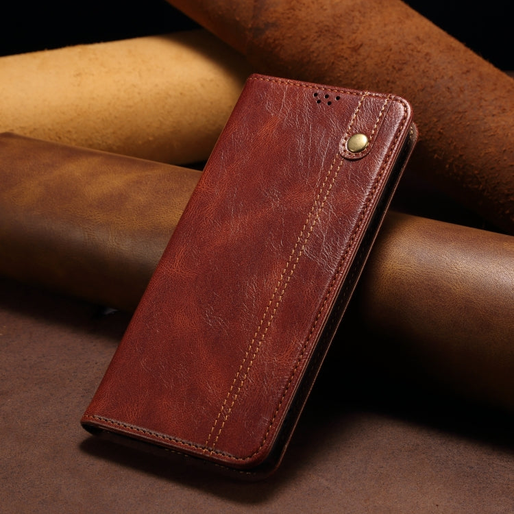 Funda de Cuero Crazy Horse con Cera de Aceite para OnePlus 13 (Marrón)