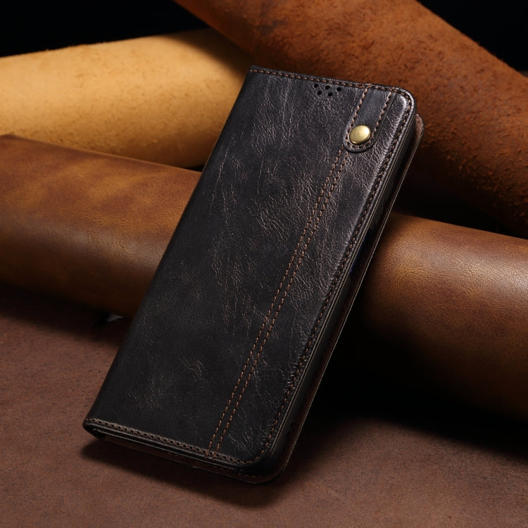 Funda de Cuero Crazy Horse con Cera de Aceite para OnePlus 13 (Negra)