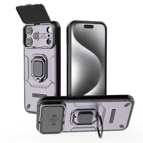 Funda deslizante Camshield de TPU + PC a prueba de golpes con soporte para iPhone 17 Pro Max (morado)
