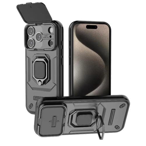 Funda deslizante Camshield de TPU + PC a prueba de golpes con soporte para iPhone 17 Pro (negra)