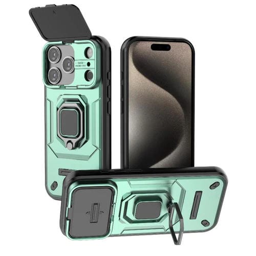 Funda deslizante Camshield de TPU + PC a prueba de golpes con soporte para iPhone 17 Pro (verde)