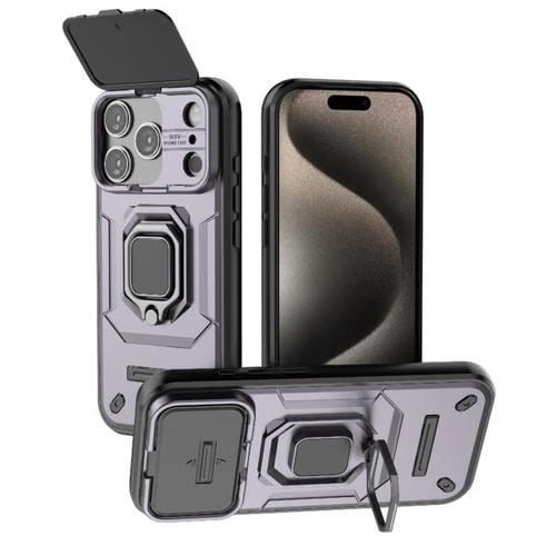 Funda deslizante Camshield de TPU + PC a prueba de golpes con soporte para iPhone 17 Pro (morada)