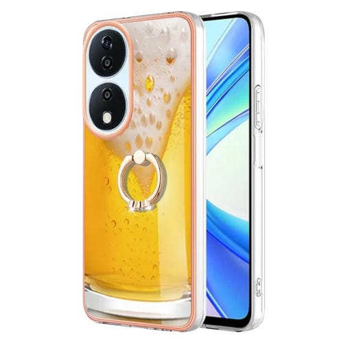 Funda para Honor X7B 4G/5G con Galvanoplastia IMD Doble Cara y Soporte para Anillo (Cerveza de Barril)