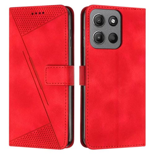 Funda de Cuero Triangular para Motorola Moto G15 Dream con Cordón (Rojo)
