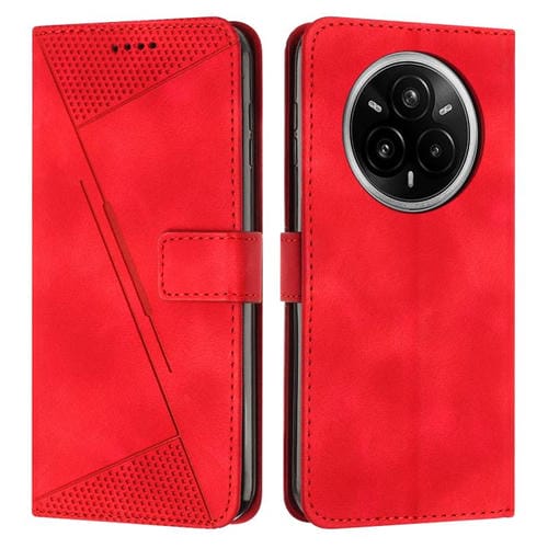 Funda de Cuero Triangular Dream Triangle con Cordón para Realme 14 Pro+ (Roja)