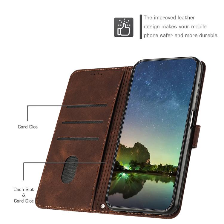 Funda de Cuero Triangular con Cordón para Realme 14 Pro Dream (Marrón)
