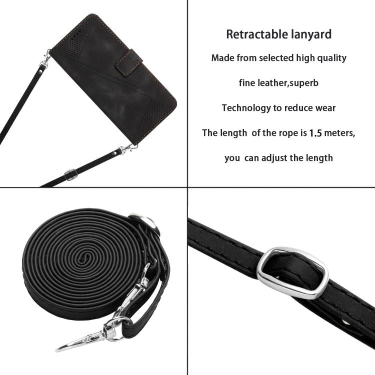 Funda de Cuero Triangular con Cordón para Realme 14 Pro Dream (Negra)