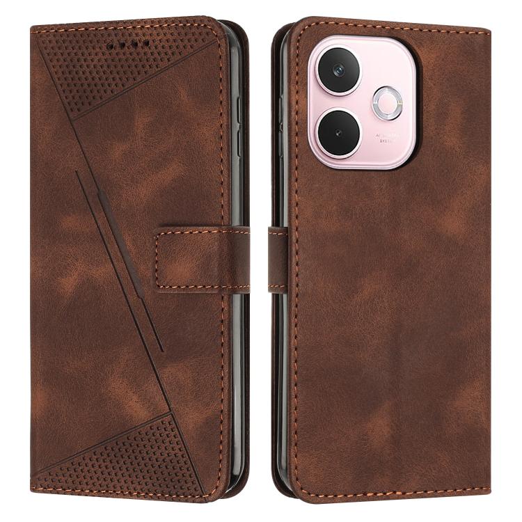 Funda de Cuero Triangular con Cordón para Oppo A5 Pro 5G Global Dream (Marrón)