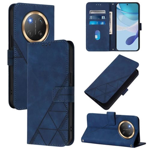 Funda de Cuero con Tapa y Relieve 3D para Honor X9C 5G (Azul)