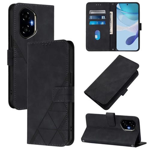 Funda de Cuero con Relieve 3D para Teléfono Honor 300 (Negra)