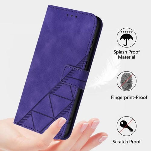 Funda de cuero con relieve 3D para Honor X6c 4G (morada)